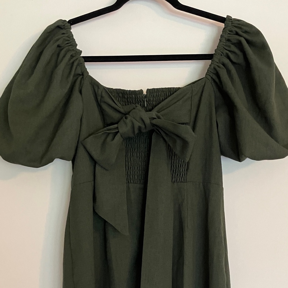NWT Mi Ami Elegant Dar Green Puff Sleeve Romantic Dress Small - Picture 5 of 5